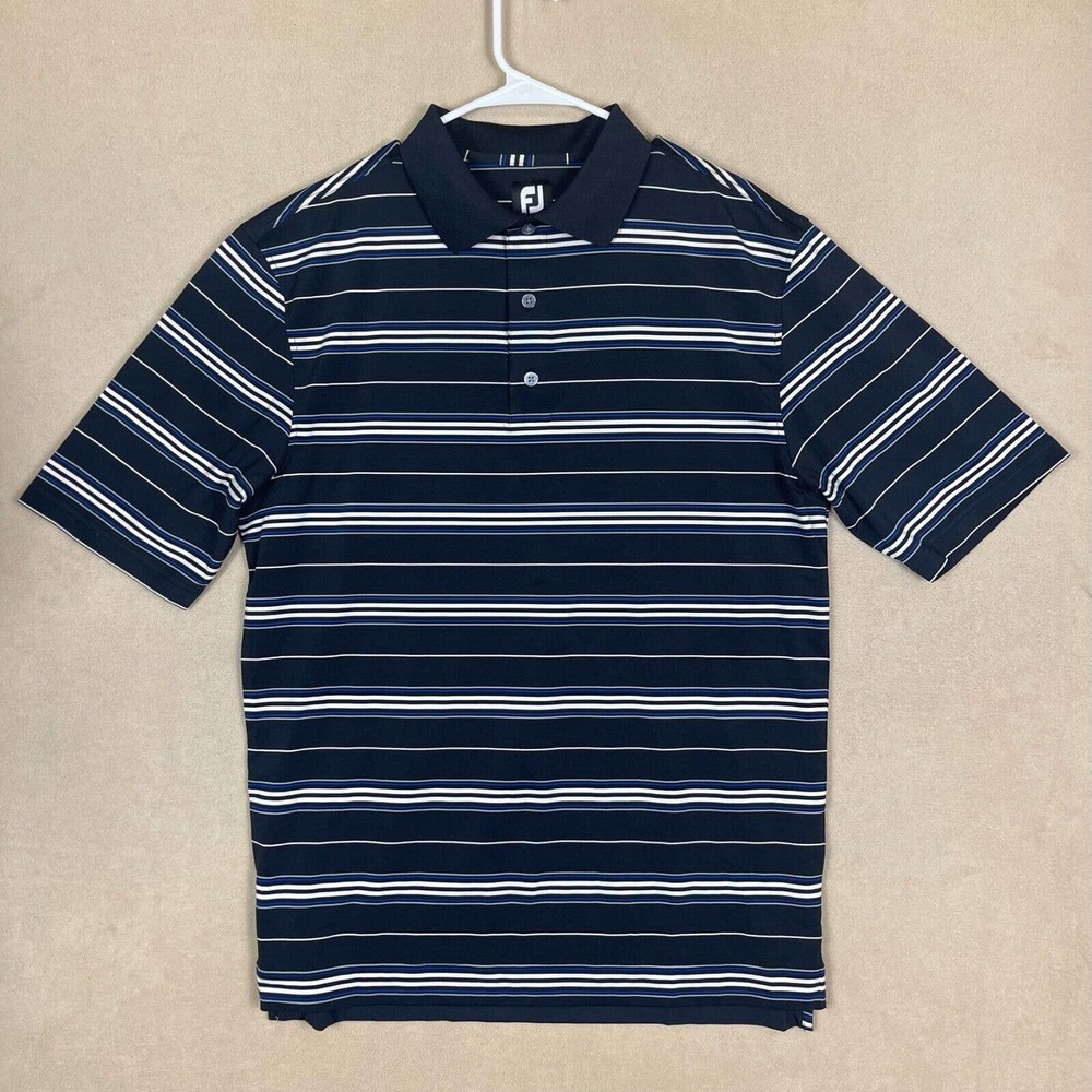 FootJoy Golf Polo Shirt Mens L Black Striped Relaxed Fit‎